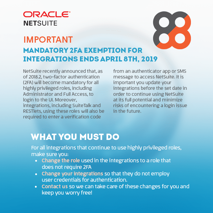 NetSuite: Mandatory 2FA Exemption for Integrations