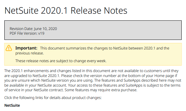 NetSuite Release Notes 2020.1