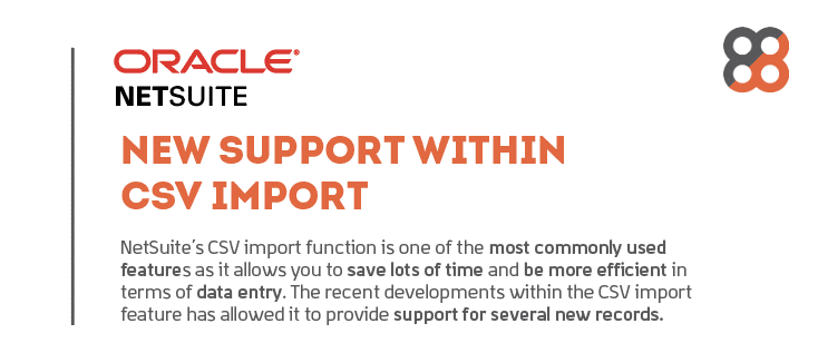 NetSuite: New Support within CSV Import Cheat Sheet