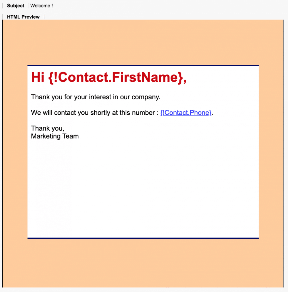 Salesforce HTML using letterhead email template example