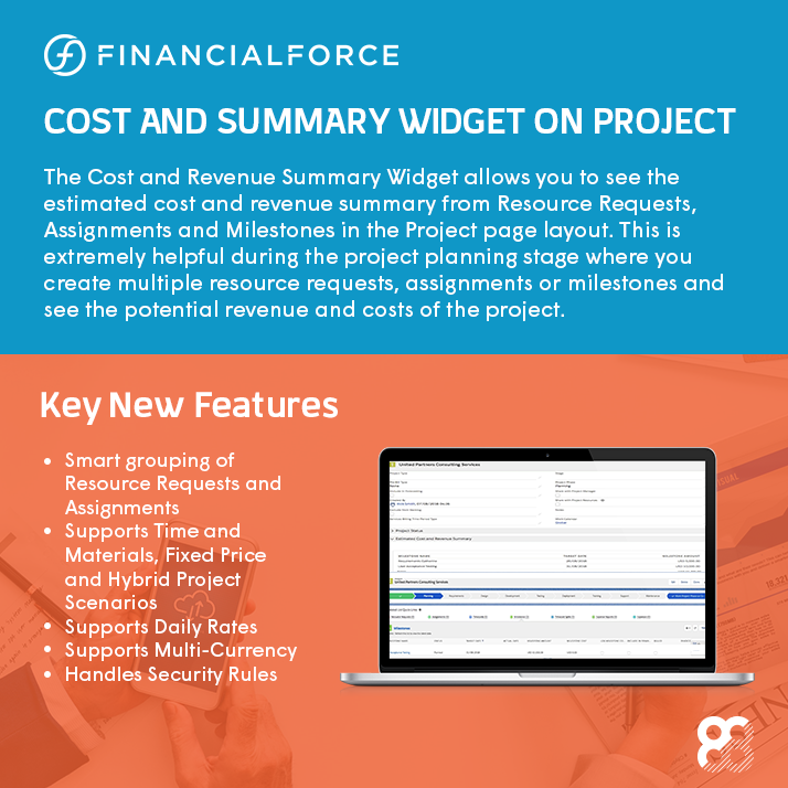 FinancialForce Fall 2018 Release Infographic: Cost and Summary Widget on Project