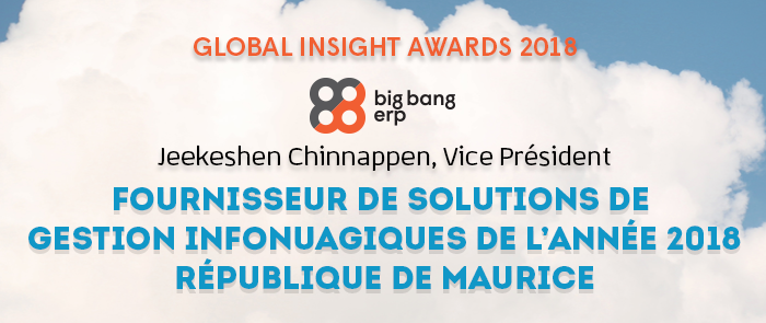 Big Bang ERP nommée fournisseur de solutions de gestion infonuagiques de l’année 2018 — République de Maurice