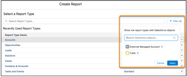 Salesforce Summer 22 - selected object-based report
